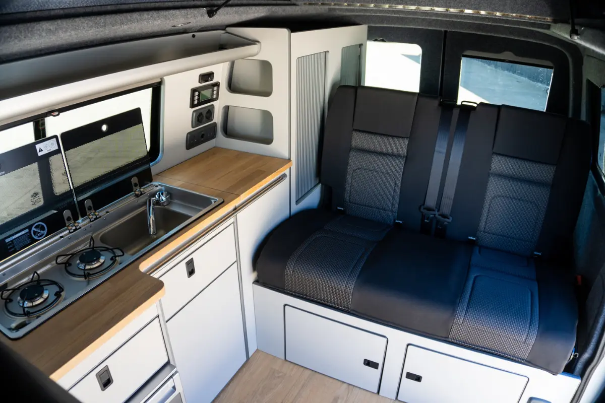 VW Transporter camper van with custom furniture